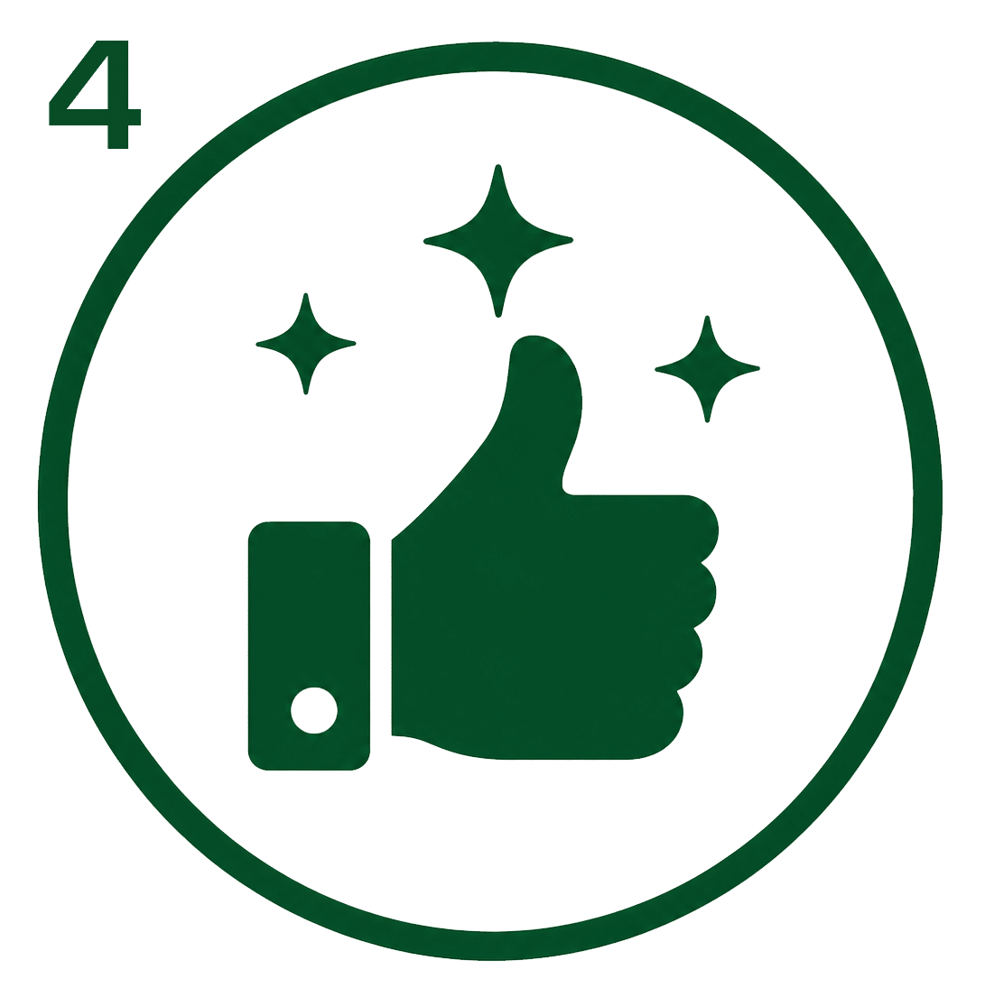 Clean space after junk removal icon with thumbs up and sparkle representing completed service