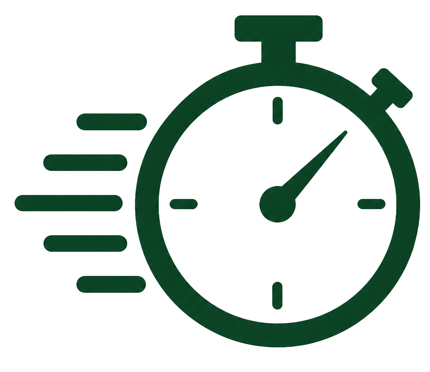 Fast response junk removal service in Santa Rosa CA icon with stopwatch