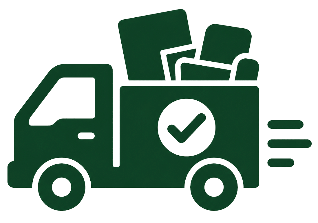 Full-service junk removal icon showing truck hauling items for complete cleanup service