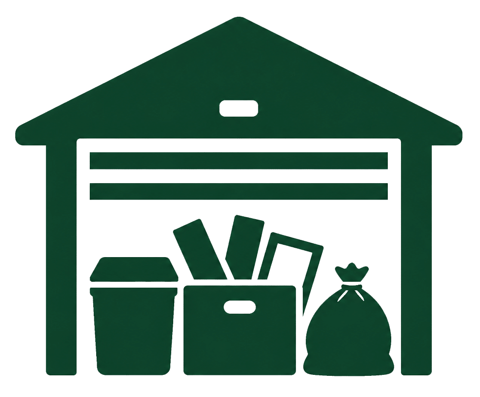 Garage cleanout icon representing junk removal and garage cleanup services
